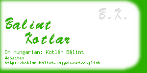 balint kotlar business card